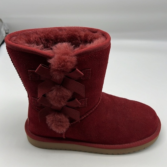 UGG - Koolaburra Victoria Red Sheepskin And Red Suede With Bows Short Boot SZ 6 - Picture 6 of 15